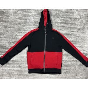 Akademiks Hoodie‎ Mens Medium Black Red Full Zip Long Sleeve Casual